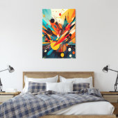 Kinetische Bloei: Explosieve Moderne Geometrische Canvas Afdruk (Insitu (Slaapkamer))