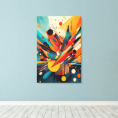 Kinetische Bloei: Explosieve Moderne Geometrische Canvas Afdruk (Insitu (Houten vloer))