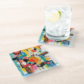 Kinetische kleurburst glazen onderzetter (Schuin)