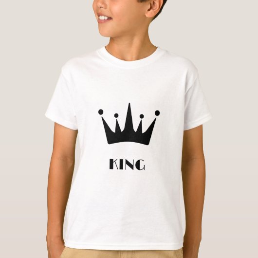 KING Aangepaste tekst Zwarte Kleur Kroon Kinderen  T-shirt (Voorkant)
