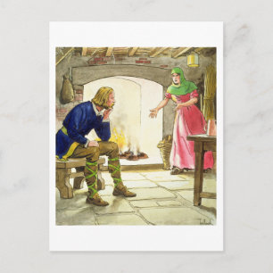 King Alfred (849-99) die de koekjes verbrandt, van Briefkaart