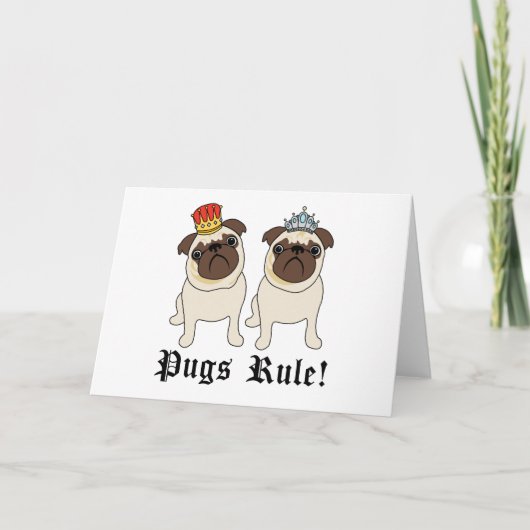 King and Queen Pug Cards (blanco) Kaart (Voorkant)