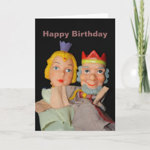 King and Queen Puppets Happy Birthday Kaart