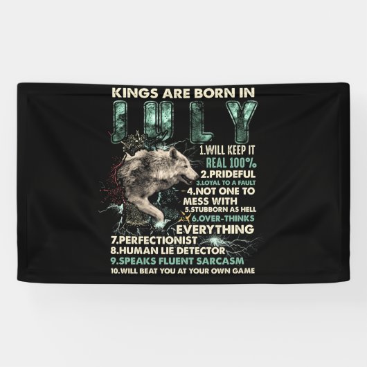 King Are Born In July Wolf Birthday Gift Spandoek (Horizontaal)