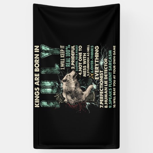 King Are Born In July Wolf Birthday Gift Spandoek (Verticaal)