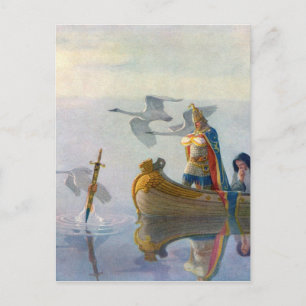 King Arthur & Excalibur, c. 1922, ingediend door N Briefkaart