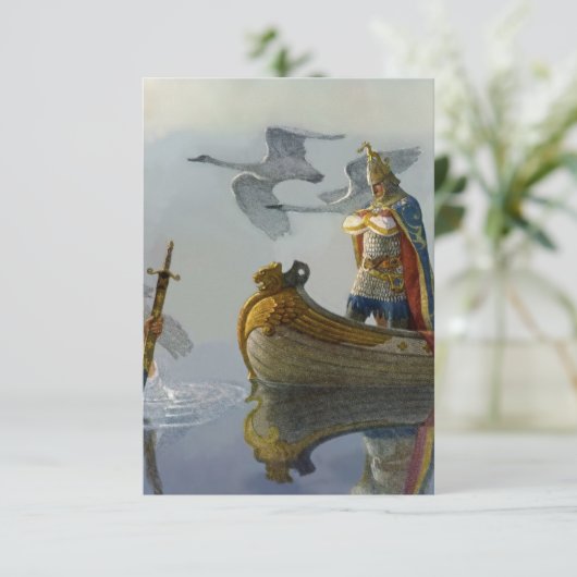 "King Arthur neemt het zwaard over" door NC Wyeth Bedankkaart (Staand voorkant)