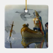 "King Arthur neemt het zwaard over" door NC Wyeth Keramisch Ornament (Achterkant)