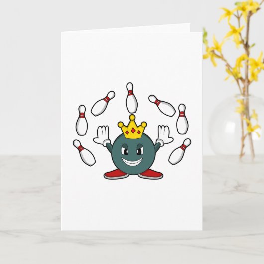 King at Bowling with Bowling pin Kaart (Gele Bloem)