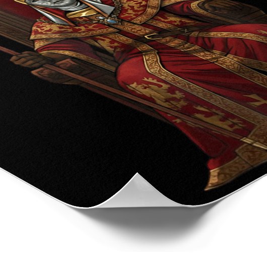 King Baldwin Iv Floral Mask Medieval Art Crusader  Poster (Hoek)