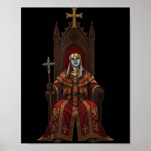King Baldwin Iv Floral Mask Medieval Art Crusader  Poster (Voorkant)
