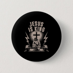 King Barbell Cross Grappig Christelijk Workou Ronde Button 5,7 Cm