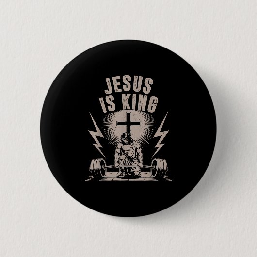 King Barbell Cross Grappig Christelijk Workou Ronde Button 5,7 Cm (Voorkant)