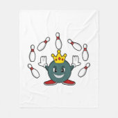 King bij Bowling met Bowling pin Fleece Deken (Voorkant)