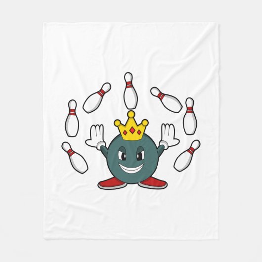 King bij Bowling met Bowling pin Fleece Deken (Voorkant)