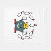 King bij Bowling met Bowling pin Fleece Deken (Voorkant (Horizontaal))