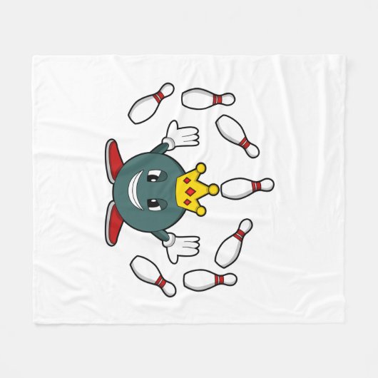King bij Bowling met Bowling pin Fleece Deken (Voorkant (Horizontaal))