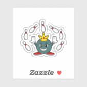 King bij Bowling met Bowling pin Sticker (Vel)