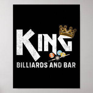 King Biljart en R  poolspeler Funny Bil Poster