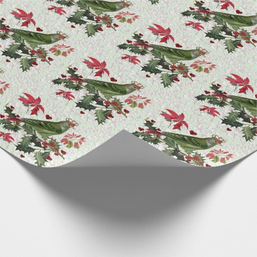 King Bird % Poinsettias Cadeaupapier (Hoek)