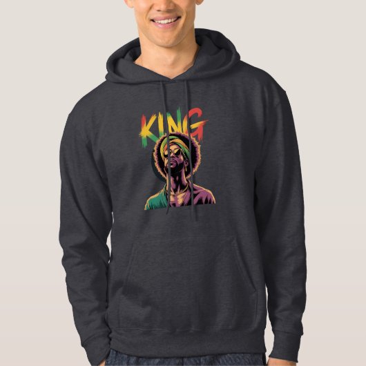 King – Black Pride Rasta Kleuren Ontwerp Hoodie (Voorkant)