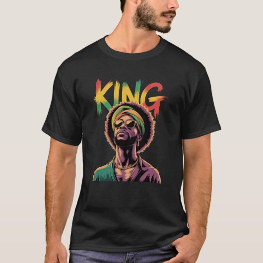 King – Black Pride Rasta Kleuren Ontwerp T-shirt (Voorkant)