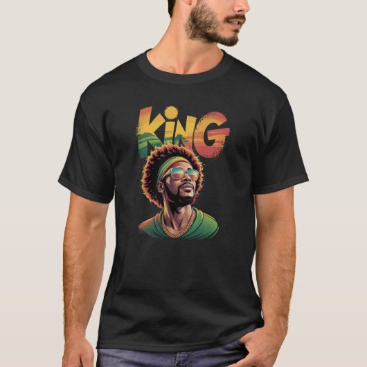 King – Black Pride Rasta Kleuren Ontwerp T-shirt (Voorkant)