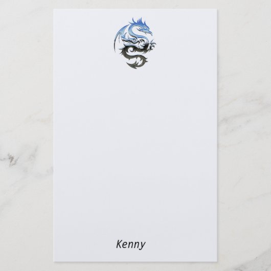 King Blue en Silver Dragon Stationery Briefpapier (Voorkant)