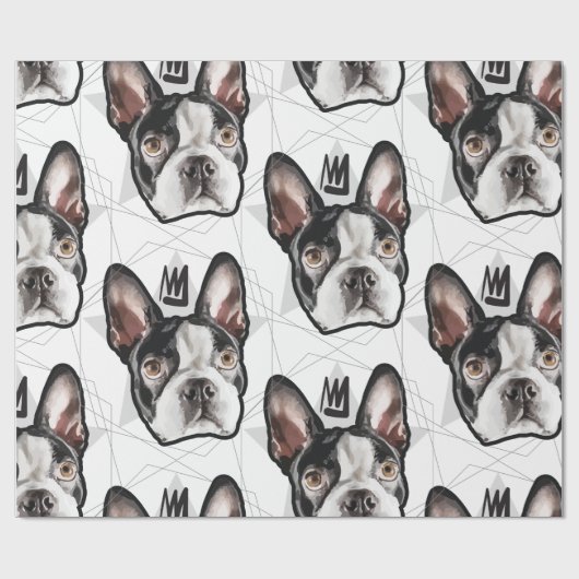 King Boston Terrier Pattern Cadeaupapier (Vlak)