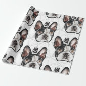 King Boston Terrier Pattern Cadeaupapier (Uitgerold)