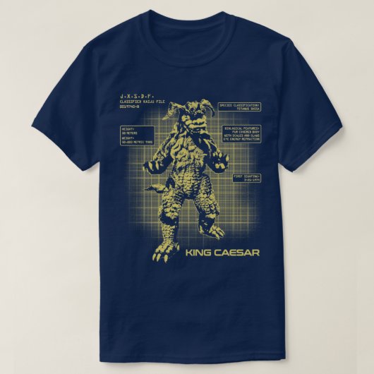 KING CAESAR KAIJU BESTANDEN T-SHIRT (Design voorkant)