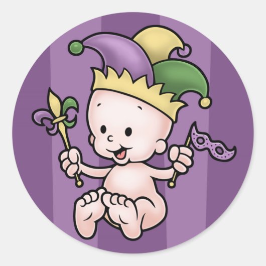 King Cake Baby Ronde Sticker (Voorkant)
