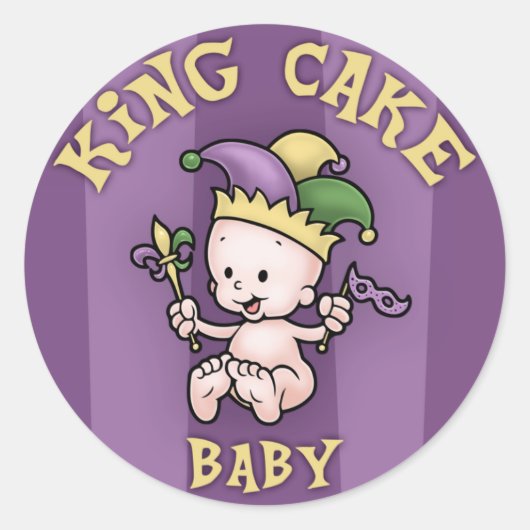 King Cake Baby Ronde Sticker (Voorkant)