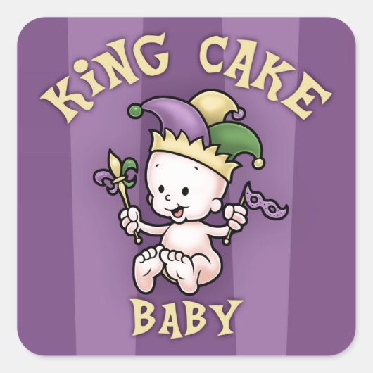 King Cake Baby Vierkante Sticker (Voorkant)