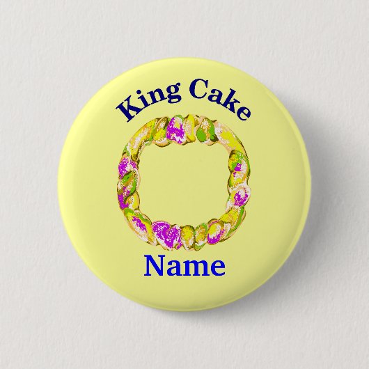 King Cake geeft naam uit Ronde Button 5,7 Cm (Voorkant)