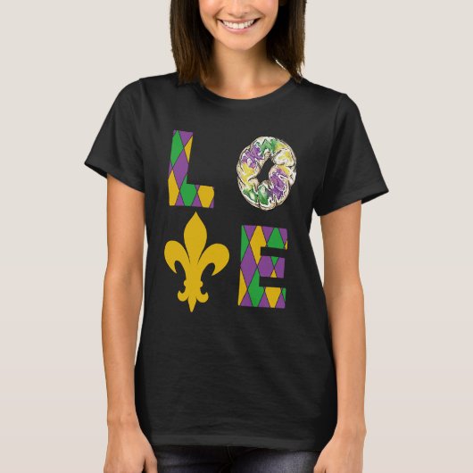 King Cake Love Mardi Gras Parade Shenanigans Carni T-shirt (Voorkant)