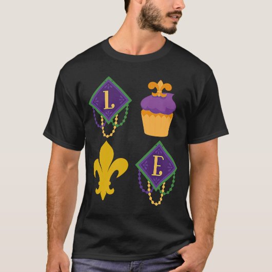 King Cake Love Mardi Gras Parade Shenanigans Carni T-shirt (Voorkant)