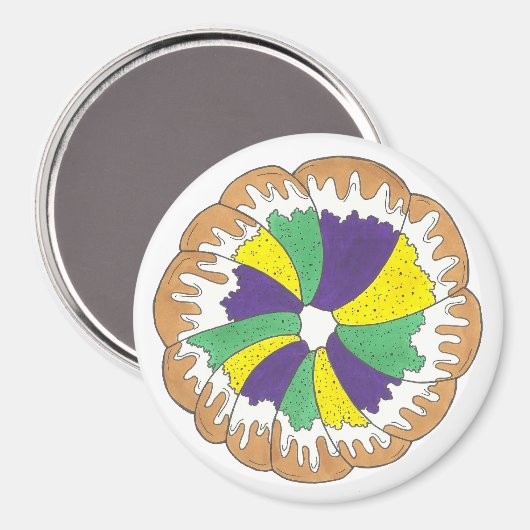 King Cake New Orleans NOLA Mardi Gras Carnaval Magneet (Voorkant / Achterkant)