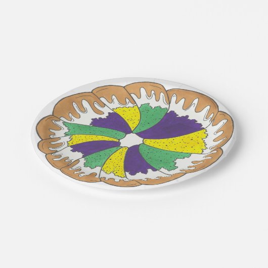 King Cake New Orleans NOLA Mardi Gras Carnaval Papieren Bordje (Gekanteld)