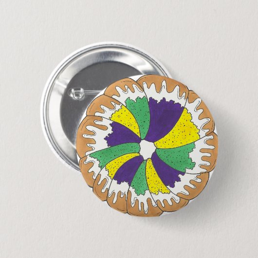 King Cake New Orleans NOLA Mardi Gras Carnaval Ronde Button 5,7 Cm (Voorkant /achterkant)