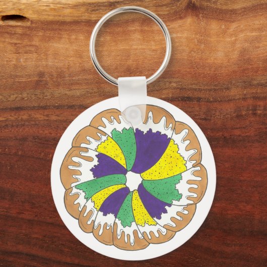 King Cake New Orleans NOLA Mardi Gras Carnaval Sleutelhanger (Voorkant)