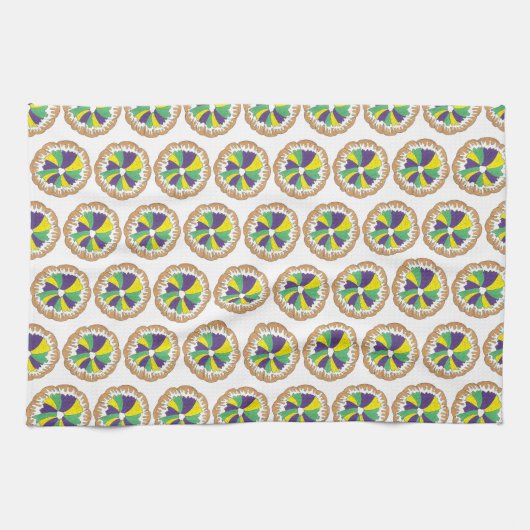 King Cake New Orleans NOLA Mardi Gras Carnaval Theedoek (Horizontaal)