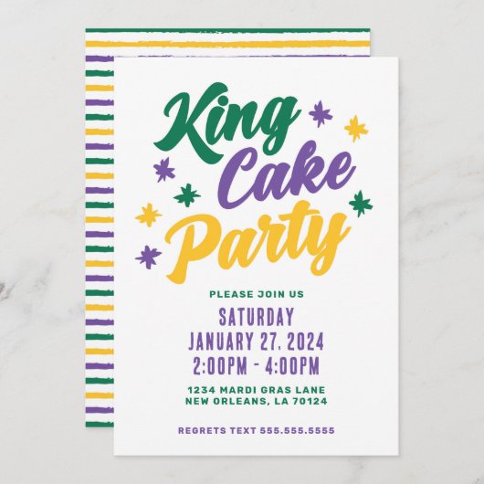 King Cake Party Kaart (Voorkant / Achterkant)