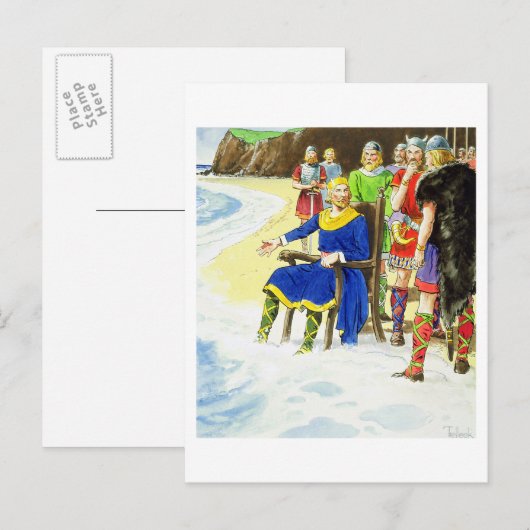 King Canute (c.995-1035) van 'Peeps in the Past' Briefkaart (Voorkant / Achterkant)