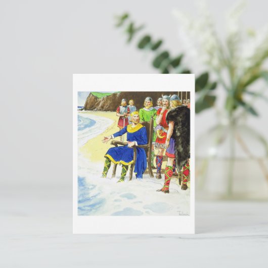 King Canute (c.995-1035) van 'Peeps in the Past' Briefkaart (Staand voorkant)
