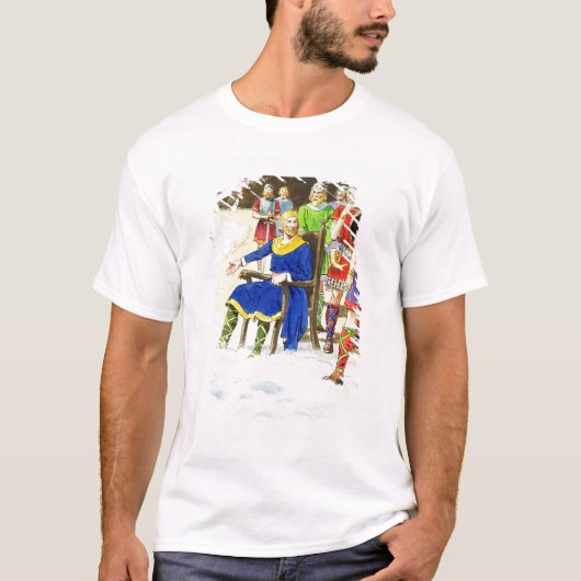 King Canute (c.995-1035) van 'Peeps in the Past' T-shirt (Voorkant)