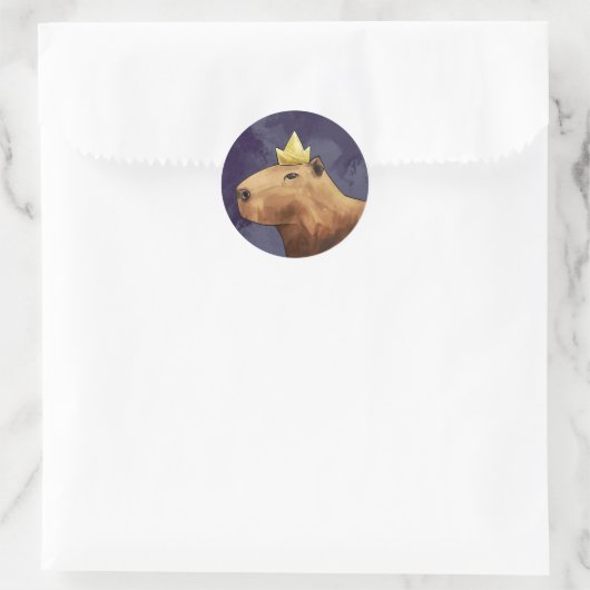 King Capybara Ronde Sticker (Tas)
