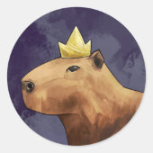 King Capybara Ronde Sticker (Voorkant)