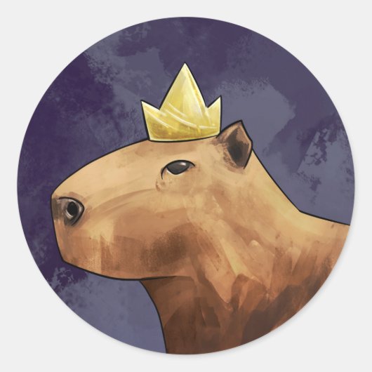 King Capybara Ronde Sticker (Voorkant)