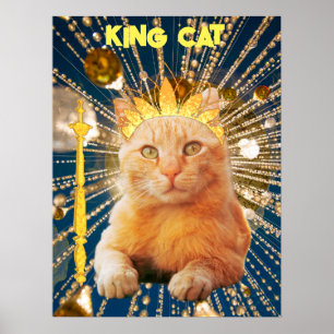 King Cat Funny Poster Huisdieren & Dierenverzorger